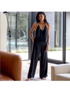 NWT LUNYA Black Washable Silk Cami Pant Set size M